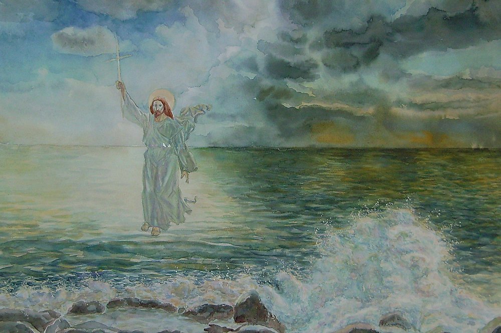 Пошел по воду. Хождение по водам Айвазовский. Айвазовский Христос на Генисаретском озере. Хождение Иисуса Христа по водам. Хождение Иисуса Христа по водам Галилейского моря.