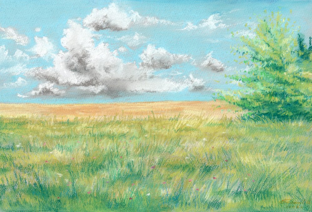 Рисунок к стихотворению на лугу. Пейзажи Герасимова «степь цветёт». Степь рисунок. Степной пейзаж живопись. Пейзаж цветными карандашами.