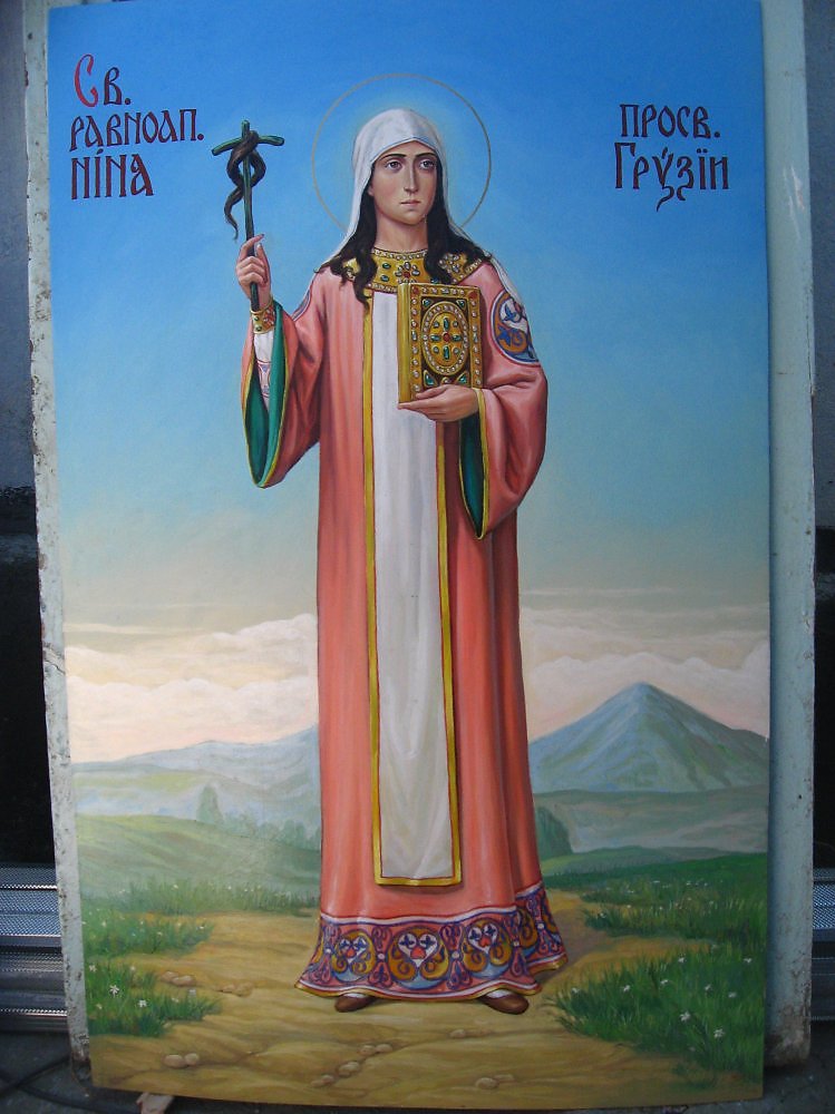 Святой равноапостольной нины. Икона св Нины просветительницы Грузии. Икона Святой Нины равноапостольной.