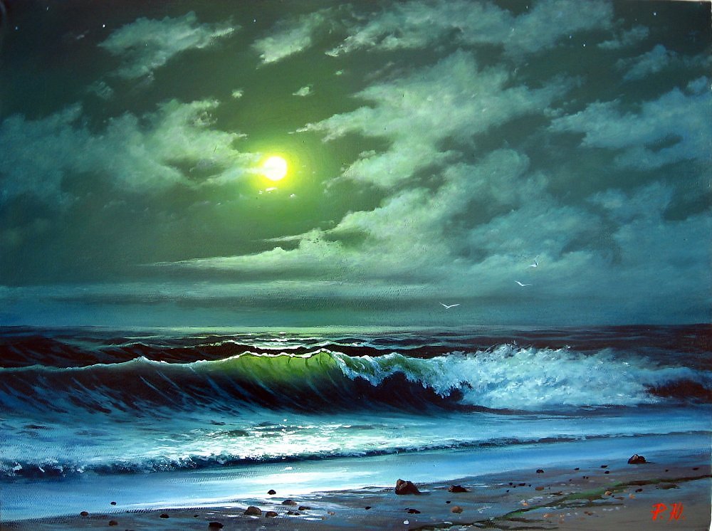 Море ночной пейзаж
