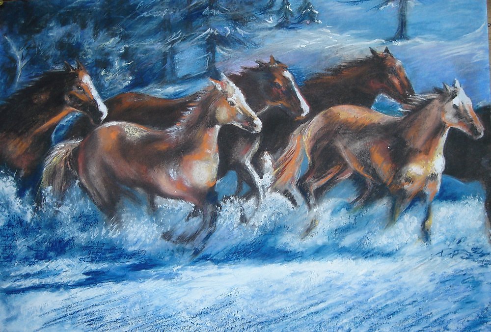 Лошади времен года. Картина лошади. Композиция живопись лошадь. Композиция с лошадью.