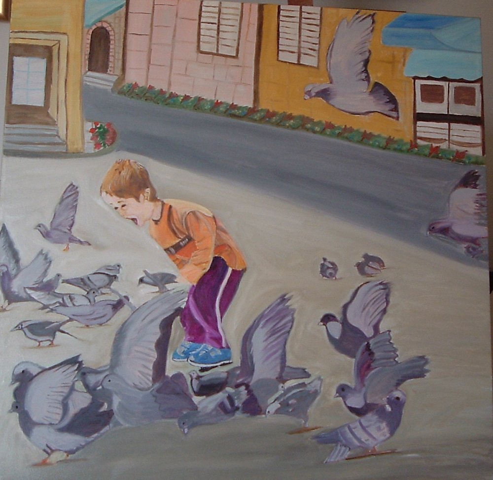 Воробей воробей не гоняй. Мальчик с голубем. Сюжетная композиция рисунок. Голубей гонять. Мальчик гоняет голубей.