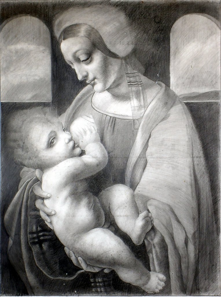 Автор картины мадонна с младенцем. Мадонна Литта Леонардо. Мадонна картина Леонардо да Винчи. Мадонна с младенцем Леонардо да Винчи. Мадонна Литта Леонардо да Винчи черно белая.