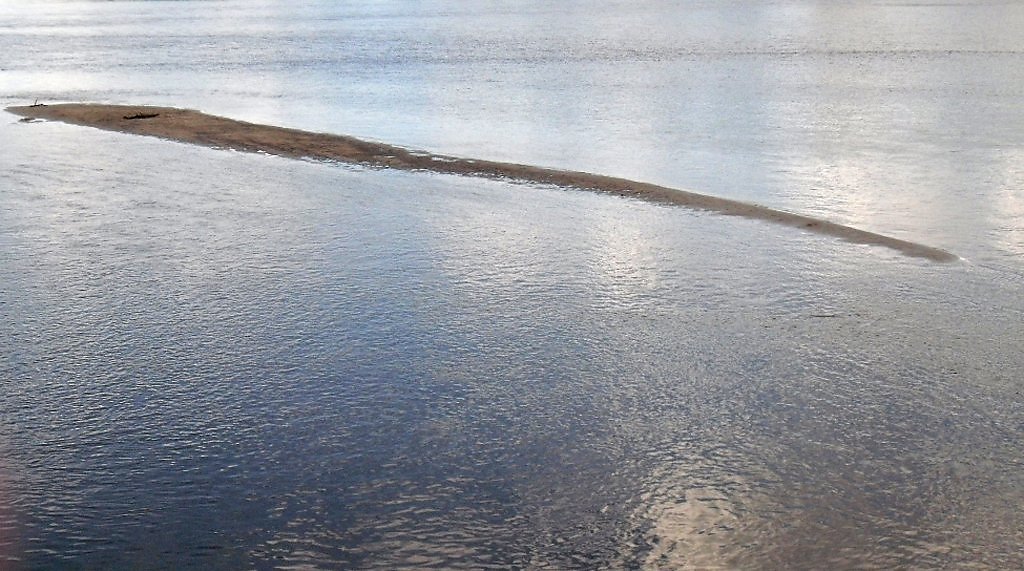 Summer Water Landscape, Irtysh River with Sandy Bar, Omsk, Russia Stock Photo -