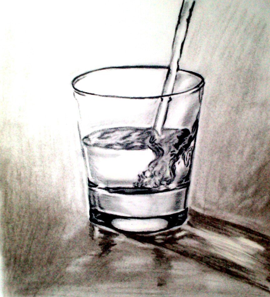 Стакан с водой - Работы для продажи - Изобразительное искусство - Графика,  карандаш