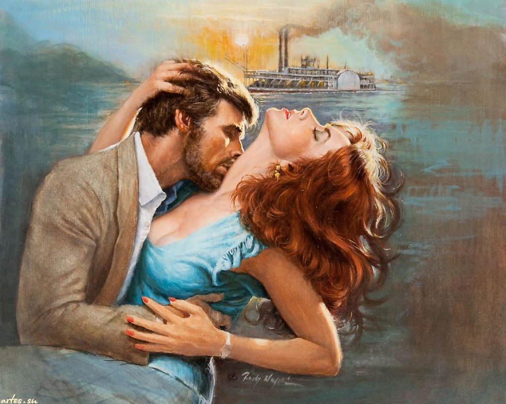 Муж целуется с любовником. Романтичные картины. Страсть живопись. Живопись влюбленные пары. Красивые романтические картины.