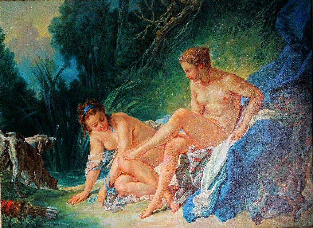 Копия картины Ф.Буше "Купание Дианы". 