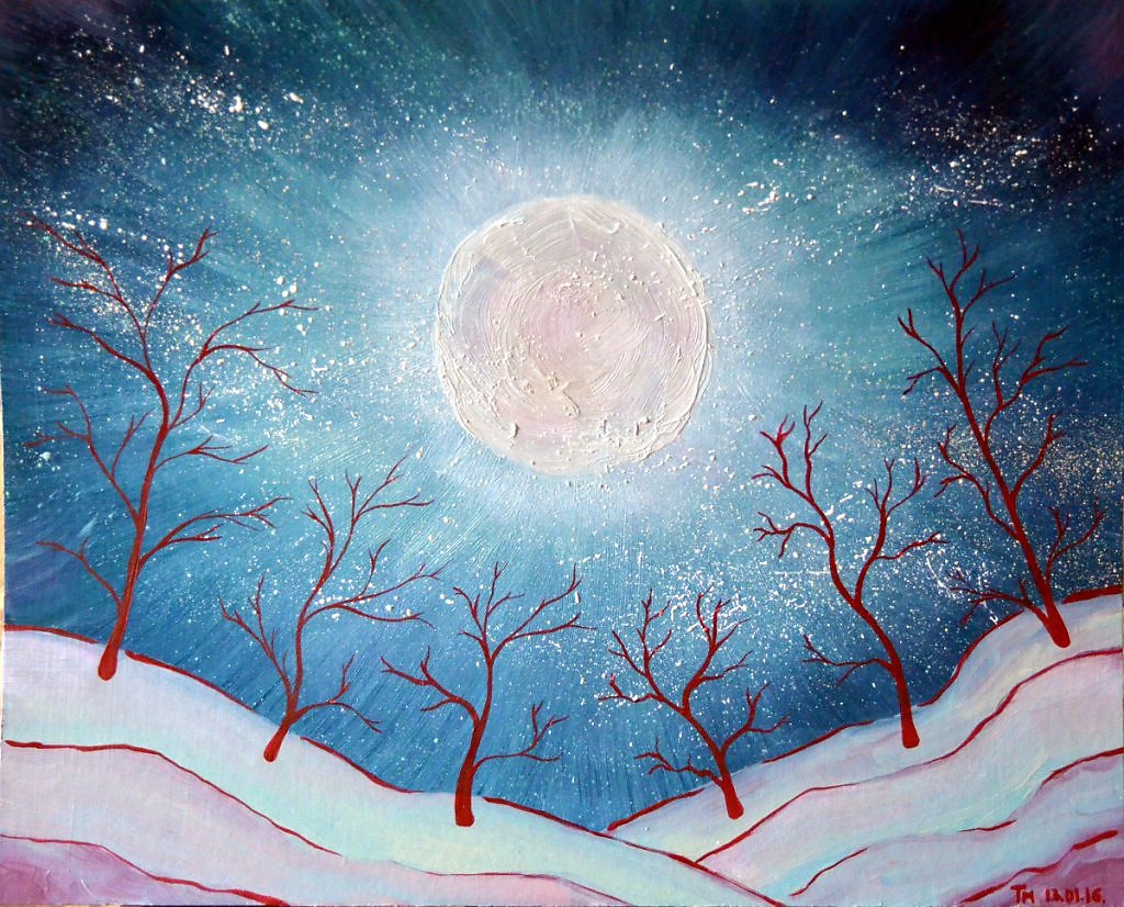 Озаренные сиянием луны. Лунное сияние. Зимняя фантазия рисунок.