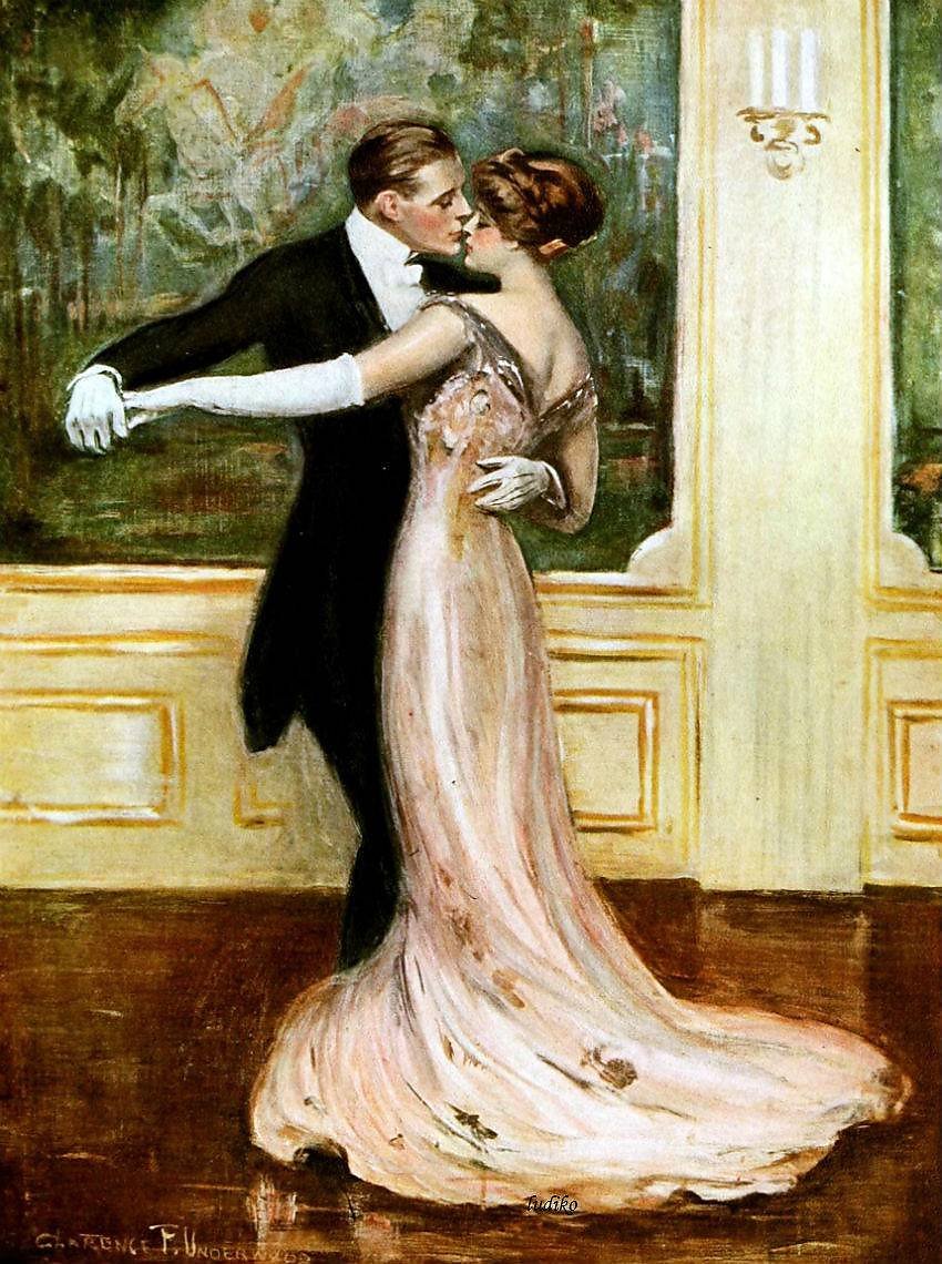 Кларенс Фредерик Ундервуд (Underwood, Clarence Frederick 1871 – 1929). Ренуар картина Танцующая пара. Кавалер на балу 19 века. Бал живопись. Танцы 19 века на балах