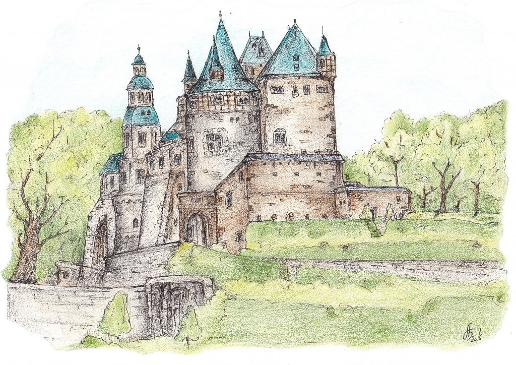 Рисунок старой крепости. Замок в романском стиле рисунок. Средневековый замок в романском стиле рисунок. Замок цветными карандашами. Зарисовка средневекового замка.
