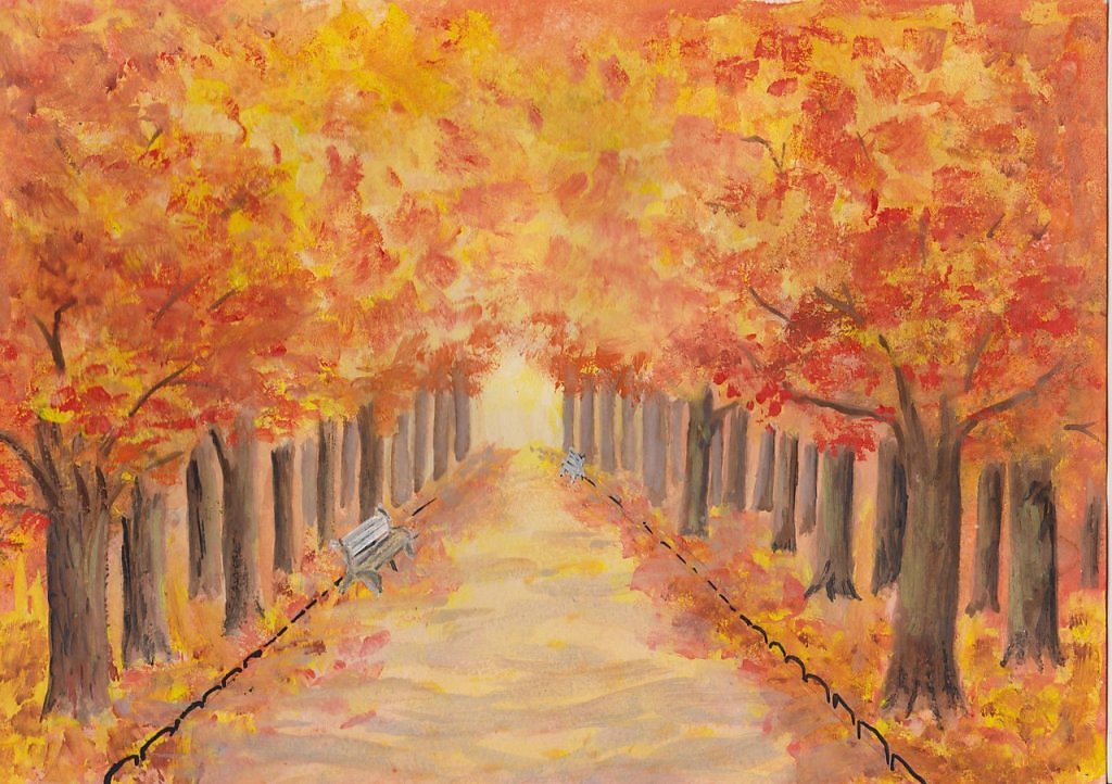 Как нарисовать алею. Рисунок осень. Осенний пейзаж перспектива. Рисование осенний парк. Рисование осеннего пейзажа.