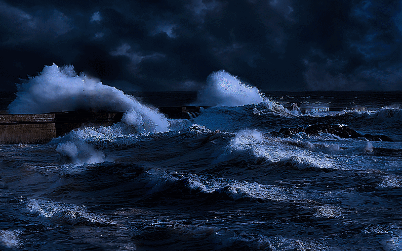 Шторм на море Нептуна. Море океан волны шторм ЦУНАМИ. Бушующее море. Ночное бушующее море.